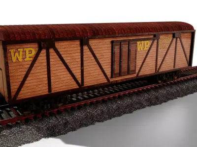 Western Pacific Wooden Railroad Car 3D Model Summary 3D model
