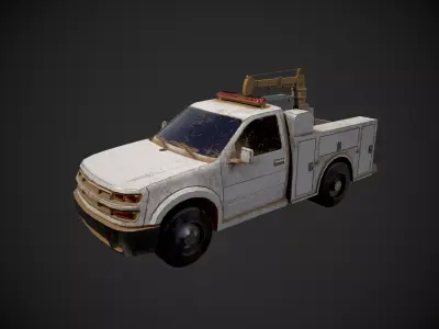 Low Poly Industrial Crane Truck - Textured  Low-poly 3D model