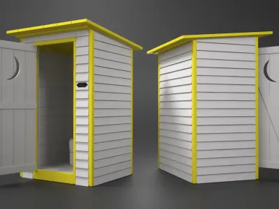 Rustic Toilet Hut with Camping Toilet 3D model
