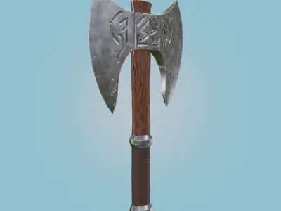 Viking Battle Axe PBR Game ready Low-poly 3D model