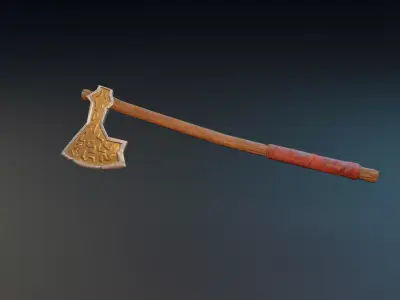 Stylized axe Low-poly 3D model 5