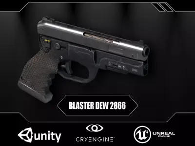 Futuristic Combat Pistol Low-poly 3D model