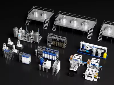 Industrial Water Treatment And Food Production Line Set 3D model
