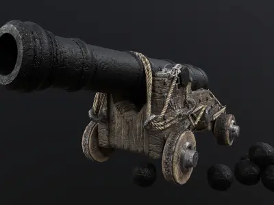 Naval Gun  Low-poly 3D model