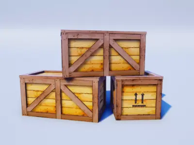 Cartoon Prop Essentials - Wooden Crates Low-poly 3D model