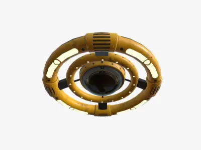 Alien Spaceship UFO E08 Yellow Dirt - Sci Fi Spacecraft Design Low-poly 3D model