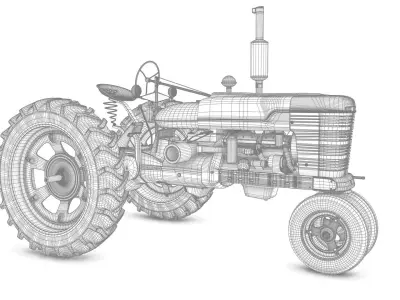 Old Tractor Model with Dirty Textures 3D model