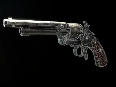 LeMat Revolver Low Poly and High Poly models Low-poly 3D model