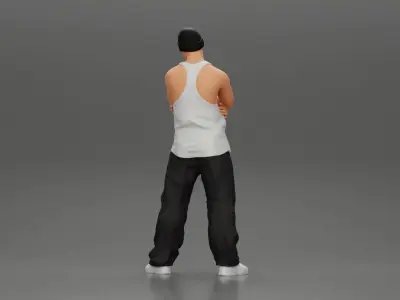 gangster homie arms crossed in hat 3D print model