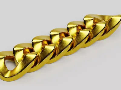 Link Chain V3 - Gold Cuban Style 3D model