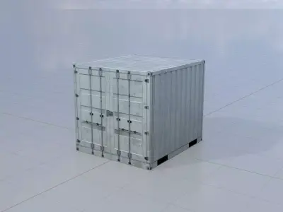 Shipping Container light gray 6-foot Low-poly 3D model