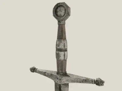 Medieval Sword Low-poly 3D model 20