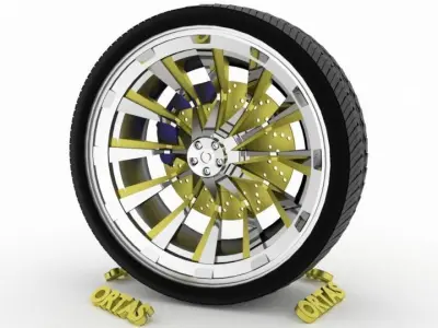 ORTAS CAR WHEEL RIM 71 GAME READY WHEEL RIM TIRE 3D model