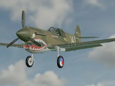 P-40 The Flying Tigers  China war zone in WWII 3D model