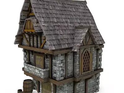 Medieval Building 16 Merchant Shop Low-poly 3D model