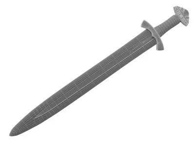 Viking sword Low-poly 3D model 6