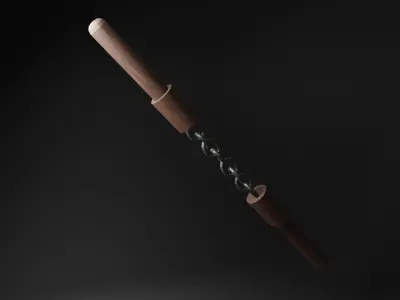 The nunchaku wooden sword Low-poly 3D model