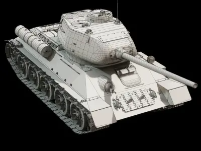 T-34-85 - ZiS S-53 Cannon - Base Mesh 3D model