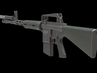 Armalite AR-10 Low Poly Low-poly 3D model