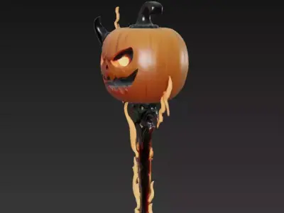 Pumpkin Inferno Props - Stylized Halloween Flame Weapons 3D Model Pack