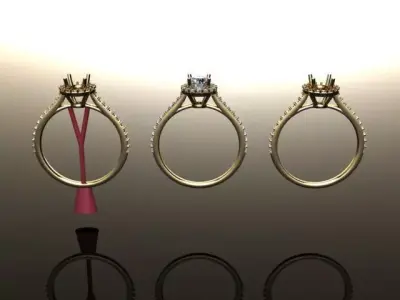 Diamond Halo Engagement Ring 3D print model