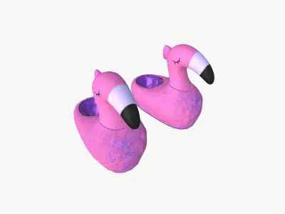 Slippers C07 Pink Blue Flamingo - Costume Character Design Low-poly 3D model