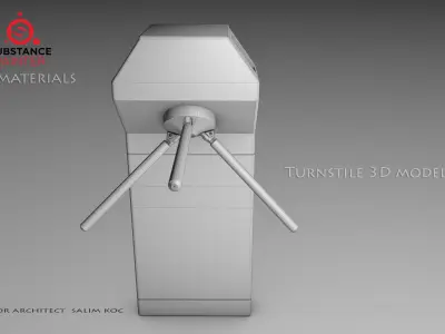 Turnstile 3D model turntable with handle Low-poly 3D model