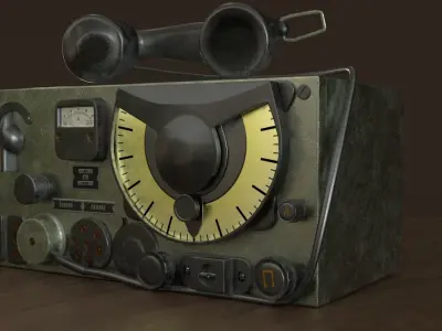 Vintage Military Radio Low-poly 3D model