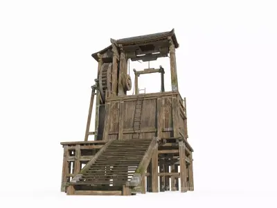 Ancient Asian Construction Hoisting Equipment 3D model