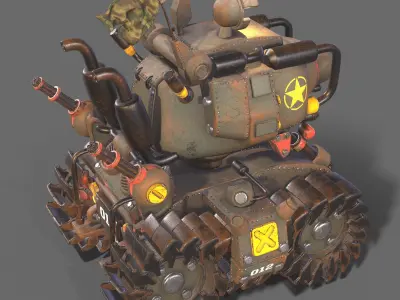 Tank 3d modeling  texturing Low-poly 3D model