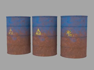 Old Rusty Metal Barrel Low-poly 3D model