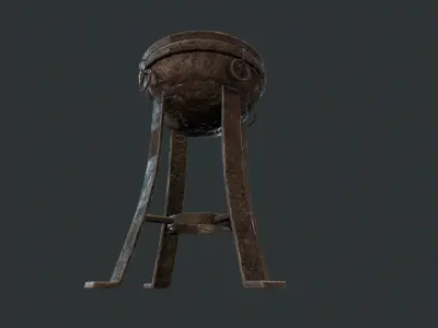 Torch set metal stool Low-poly 3D model