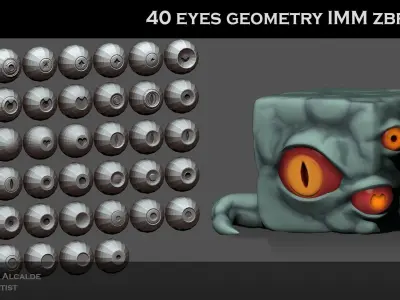 Eye Brush Gemetry IMM NEW Shapes Lowpoly for OTHER softwares Low-poly 3D model