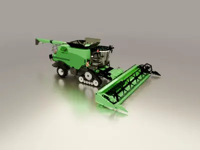 Agricultural Combine Harvester Low-poly 3D model