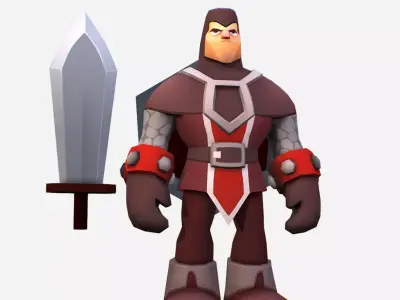 Handpaint Cartoon Knight MMO Character Low-poly 3D model