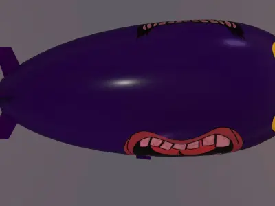 airship low poly 3D model flying in sky Low-poly 3D model