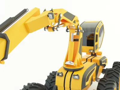 Feller Buncher forest all-terrain vehicle 3d model 3D model