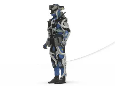 Futuristic Battle Robot 3D Model Rigged Game Ready Free low-poly 3D model