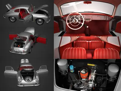 Porsche 356A 1600 Coupe - Engine 3D model