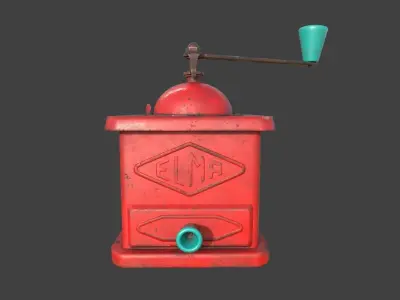 Vintage coffee grinder ruby red Low-poly 3D model