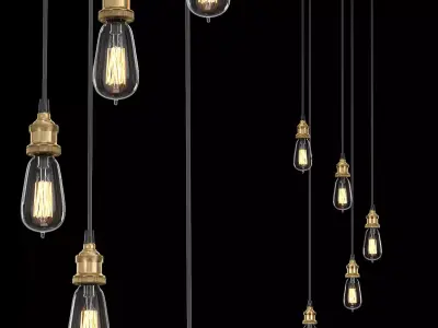 FACTORY FILAMENT BARE BULB ROUND PENDANT 3D model