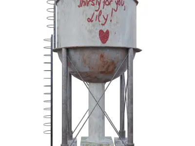Abandoned Water Tower Low-poly 3D model