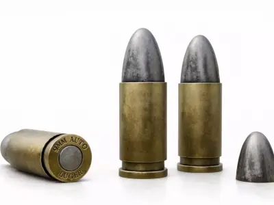 9mm Bullet Casing Pistol Ammo Bullets Low-poly 3D model