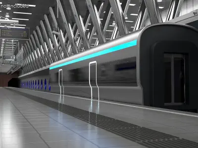 Futuristic Passenger Wagon Silver 3D model