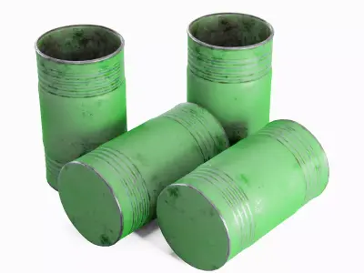 Old Steel Barrel 03 Low-poly 3D model