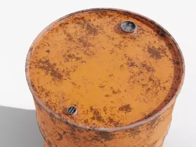 Steel Barrel - Orange - Rusted 3D model