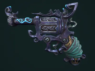 Stylized pirate revolver Low-poly 3D model