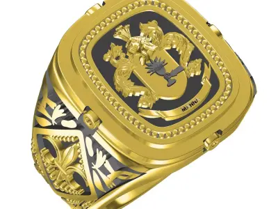 Antique Family Crest Ring 3D print model