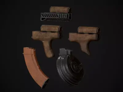 AKM-AK74 Attachments Vol 01 Low-poly 3D model