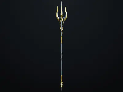 Fantasy Trident 02 All PBR Unity UE Textures Included Low-poly 3D model